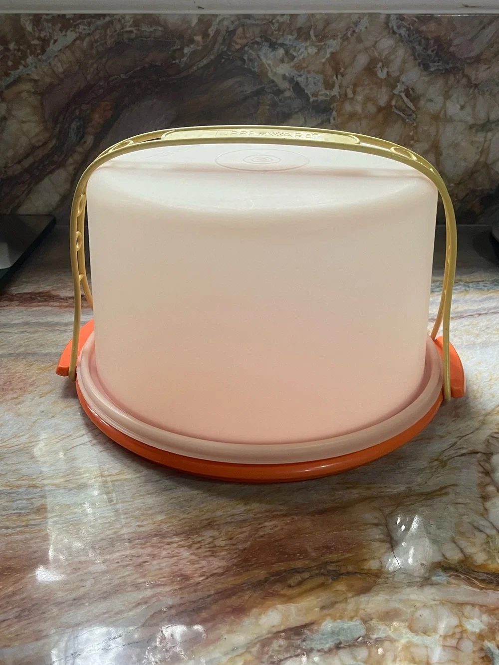 Vintage Tupperware 684-6 Round Cake Taker Carrier Orange Base